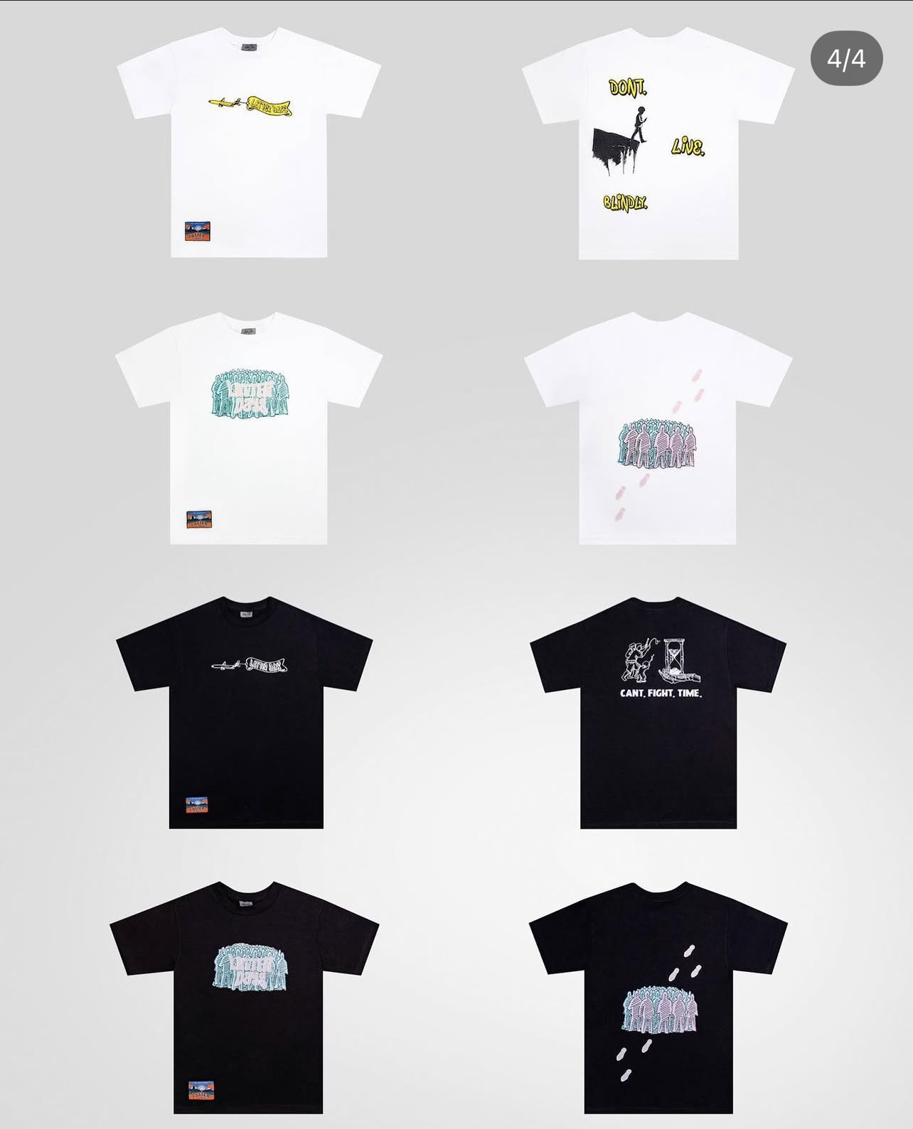 Awakening tee collection lay flat.
