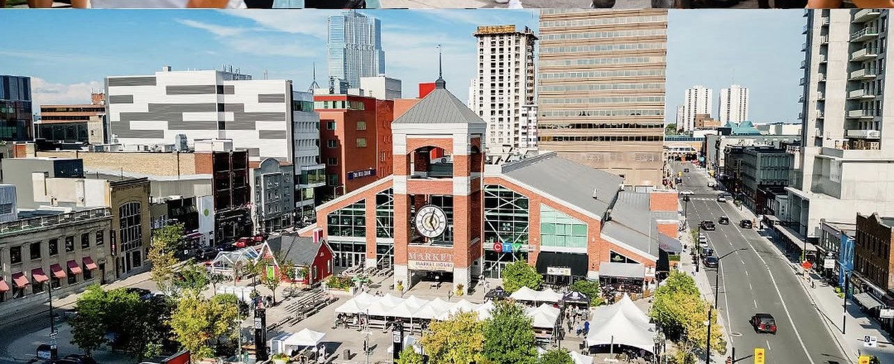 Aerial drone view of Covent Garden Market for Summer At The Market 2022.